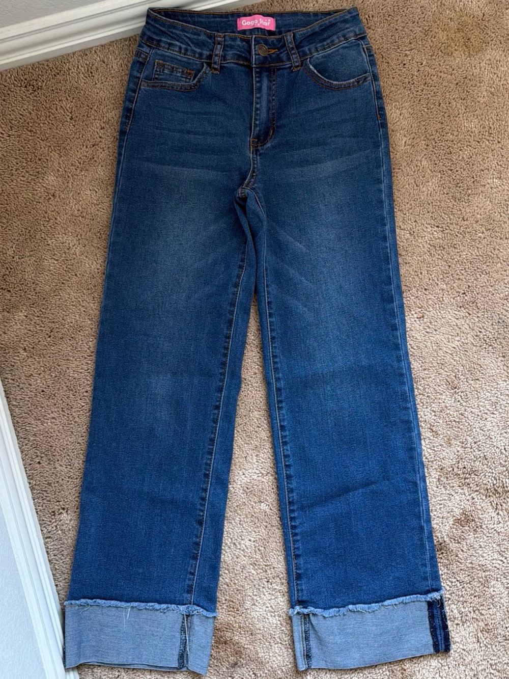 GOGO Dark Blue Cropped Frayed Hem Jeans - Picture 3 of 4
